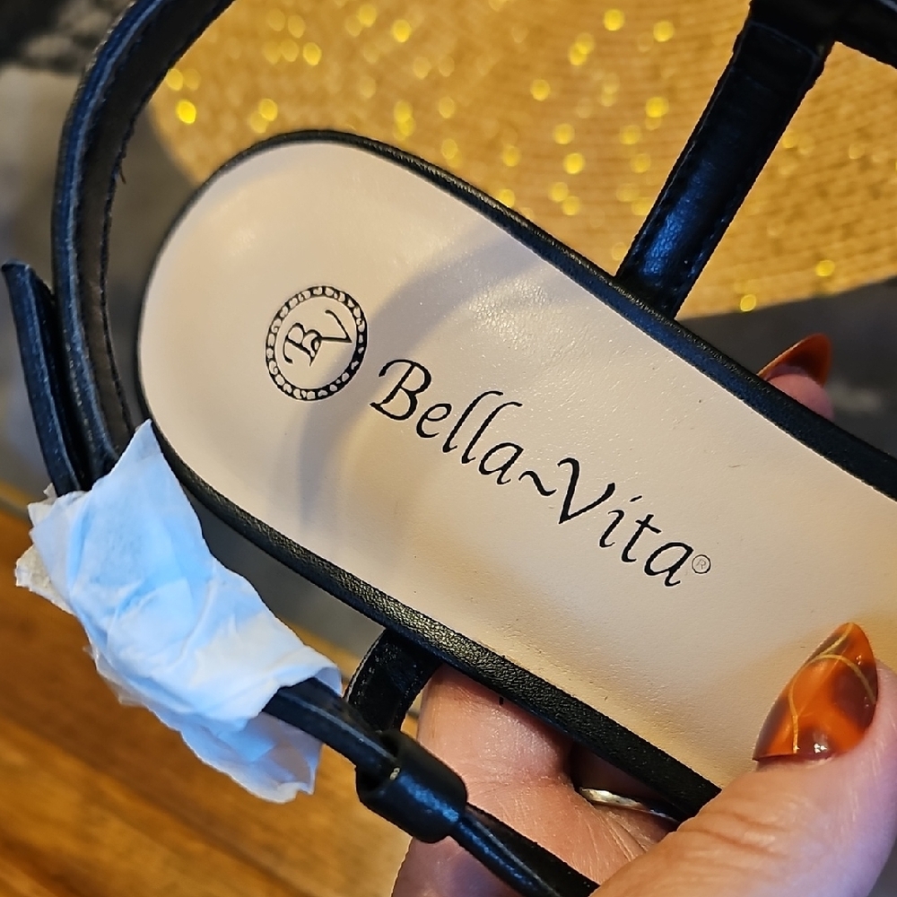 Bella Vita Strappy Black Heels - Picture 2 of 6